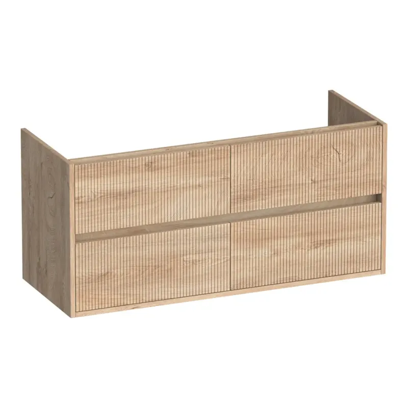 Brauer Adore Wavy onderkast ribbelfront 120cm met 4 softclose lades en 2 sifon uitsparingen forest wheat Bestseller