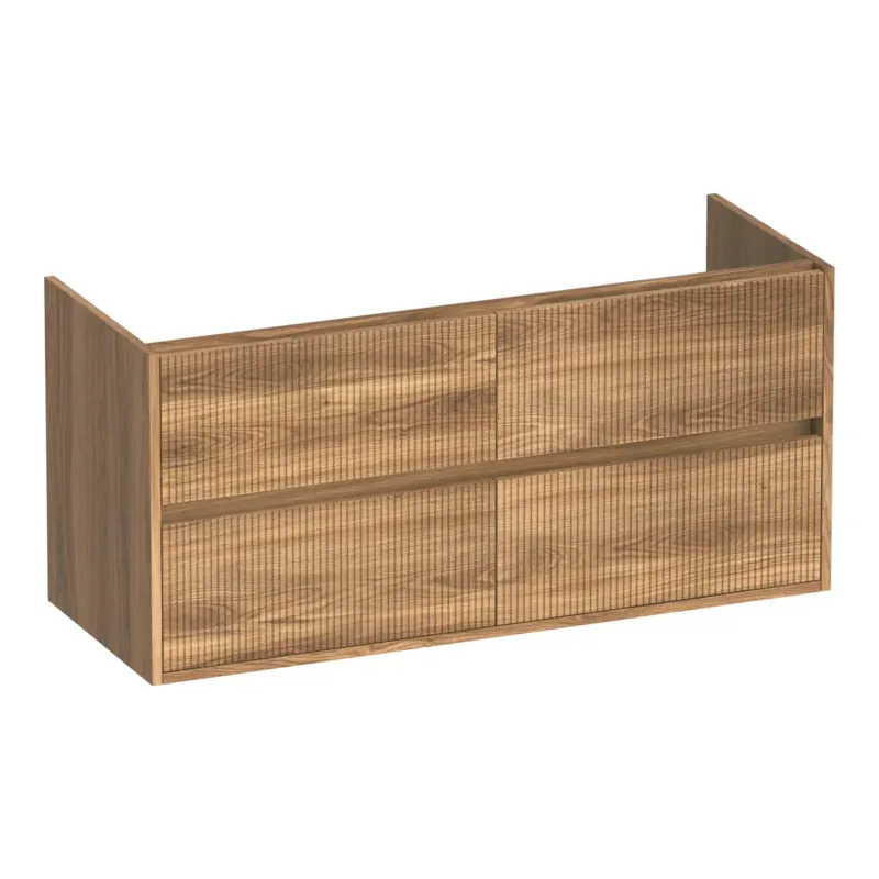 Beperkte Voorraad Brauer Adore Wavy onderkast ribbelfront 120cm met 4 softclose lades en 2 sifon uitsparingen honey