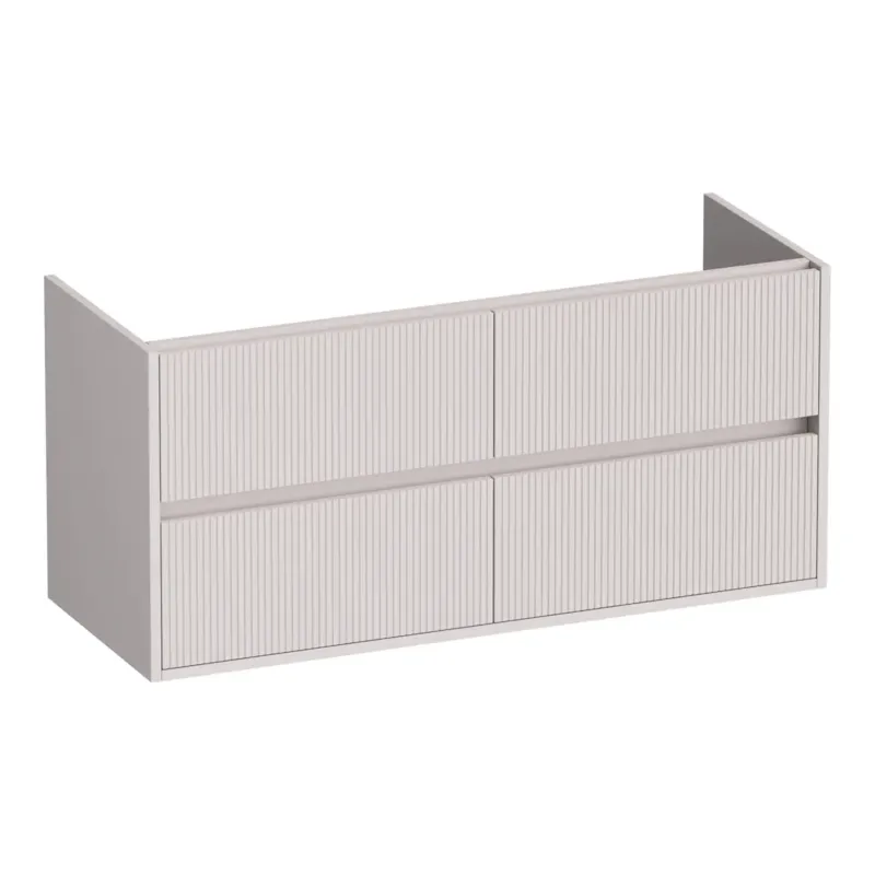 Brauer Adore Wavy onderkast ribbelfront 120cm met 4 softclose lades en 2 sifon uitsparingen zand mat Korting