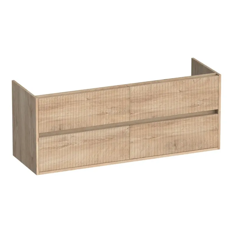 Brauer Adore Wavy onderkast ribbelfront 140cm met 4 softclose lades forest wheat Laatste Versie