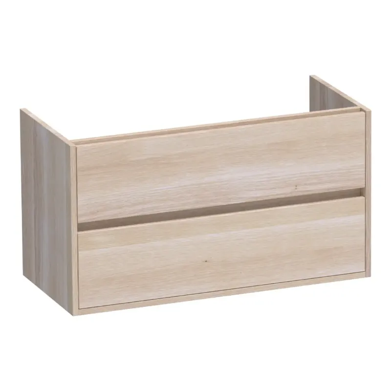 Brauer Adore onderkast 100cm met 2 softclose lades lamellen eiken wit Lage Prijs