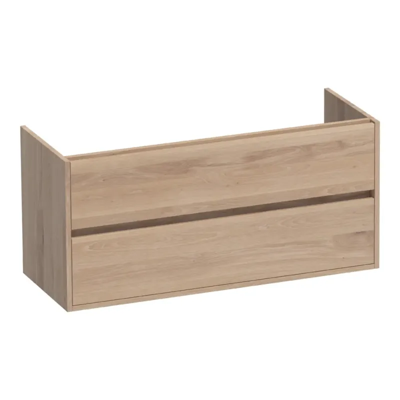 Brauer Adore onderkast 120cm met 2 softclose lades en 1 sifon uitsparing lamellen eiken naturel Gereduceerde Prijs