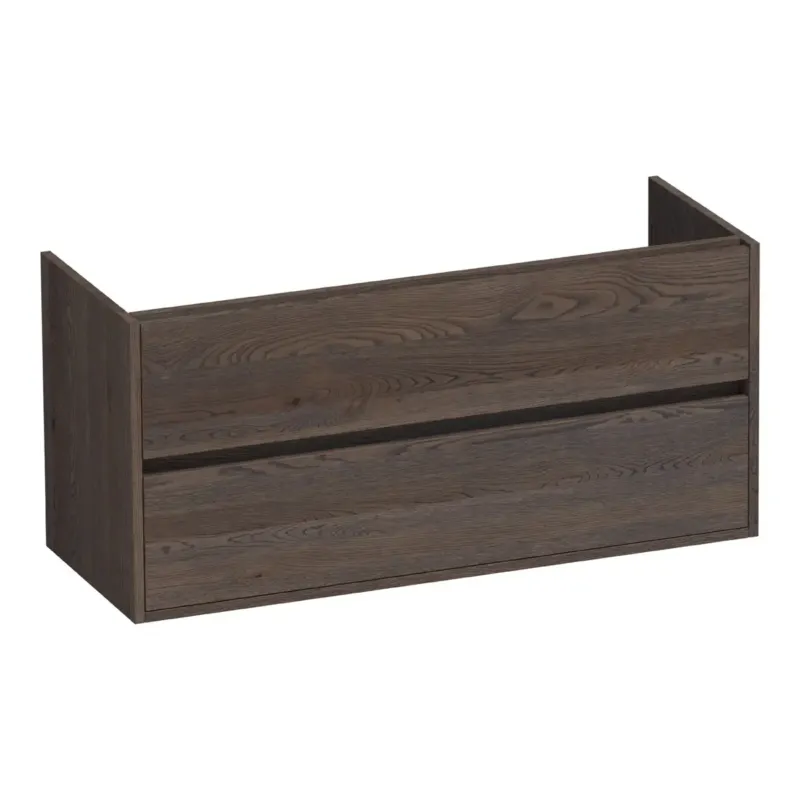 Brauer Adore onderkast 120cm met 2 softclose lades en 1 sifon uitsparing lamellen eiken zwart Betrouwbaar