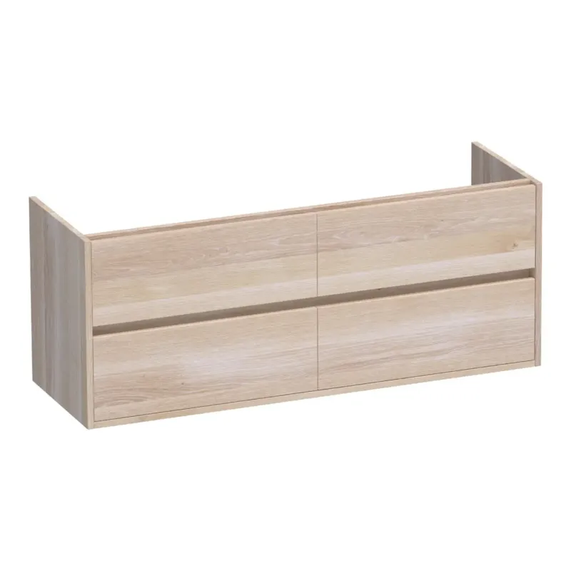 Rechtstreeks Van De Fabrikant Brauer Adore onderkast 140cm met 4 softclose lades lamellen eiken wit