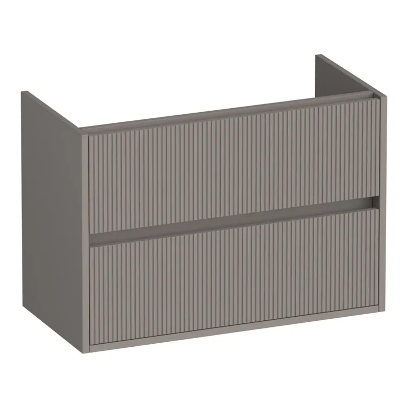 Brauer Adore Wavy onderkast ondiep 80cm met 2 softclose lades taupe mat Weekendaanbieding