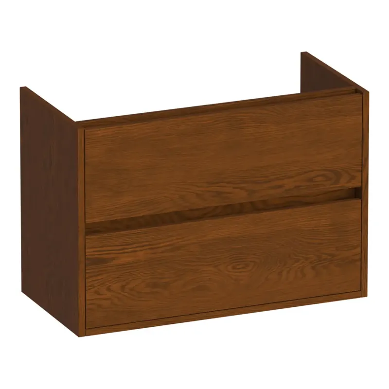 Alleen Vandaag Brauer Adore onderkast ondiep 80cm met 2 softclose lades lamellen eiken bruin