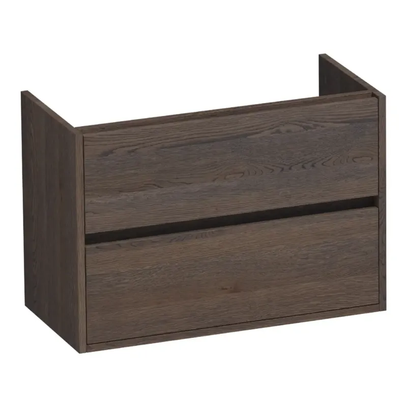 Brauer Adore onderkast ondiep 80cm met 2 softclose lades lamellen eiken zwart Direct Beschikbaar