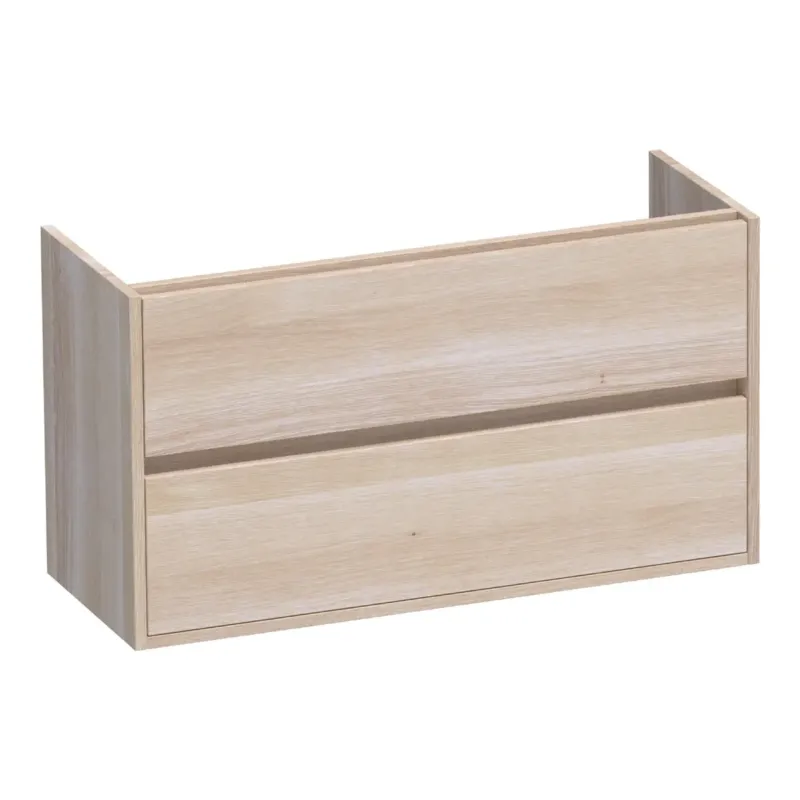 Brauer Adore onderkast ondiep 100cm met 2 softclose lades lamellen eiken wit Hoge Kwaliteit