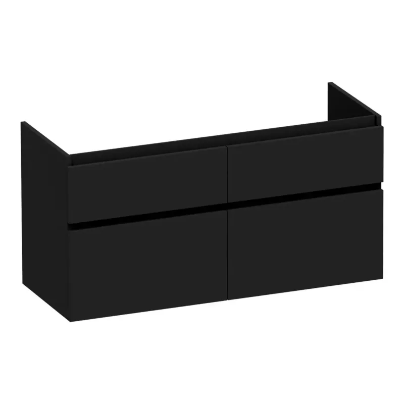 Populair Brauer Delight onderkast 120cm met 4 softclose lades en 2 sifon uitsparingen zwart mat