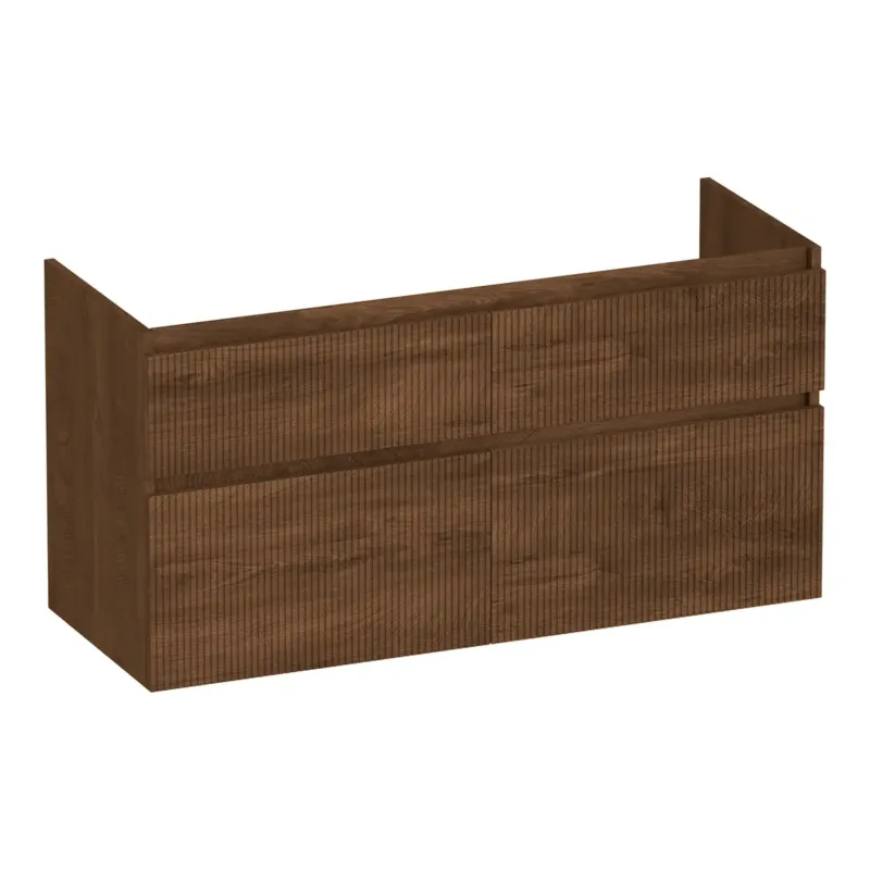 Beperkte Voorraad Brauer Delight Wavy onderkast 120cm met 4 softclose lades en 2 sifon uitsparingen forest cacao
