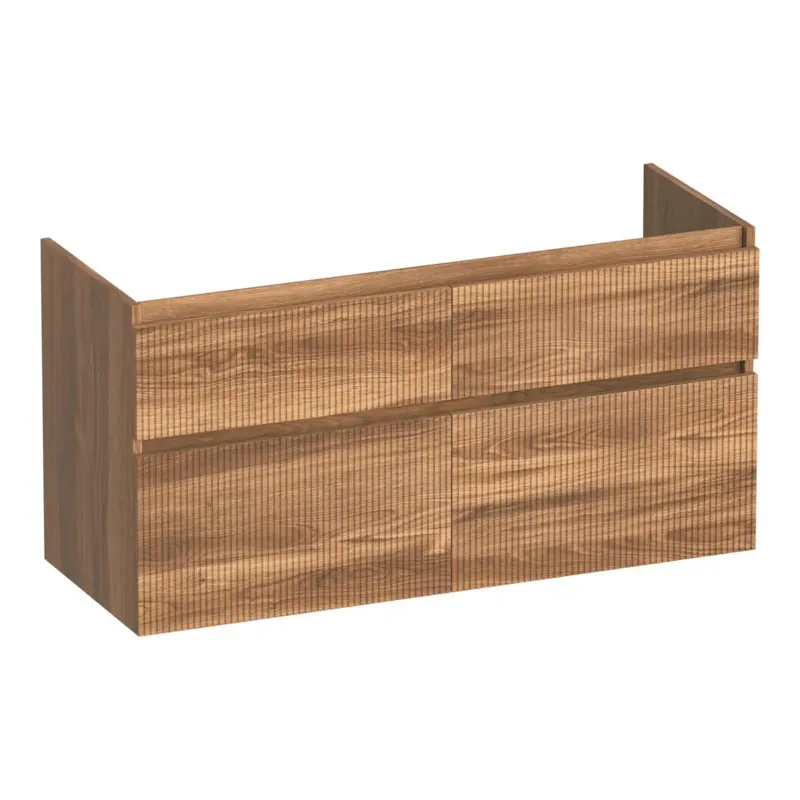 Snelle Levering Brauer Delight Wavy onderkast 120cm met 4 softclose lades en 2 sifon uitsparingen honey