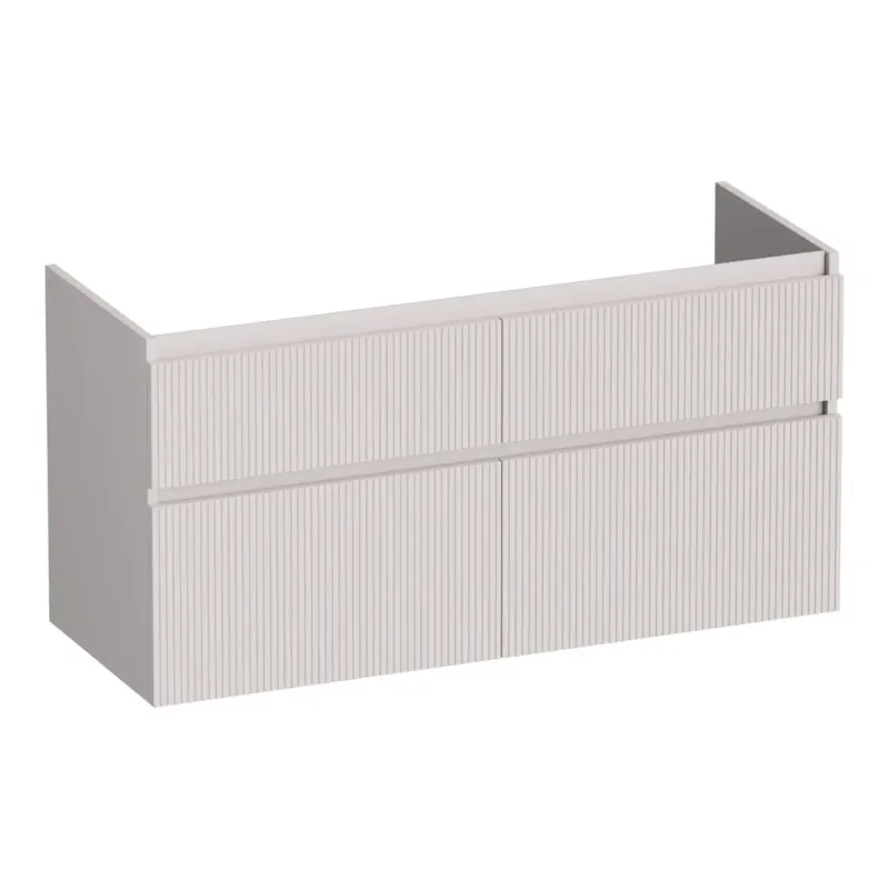 Brauer Delight Wavy onderkast 120cm met 4 softclose lades en 2 sifon uitsparingen zand mat Express Levering