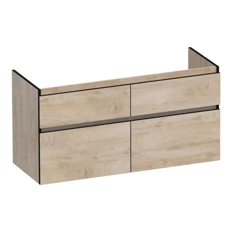Voordeelprijs Brauer Delight Edge onderkast 120cm met 4 softclose lades en 2 sifon uitsparingen forest wheat