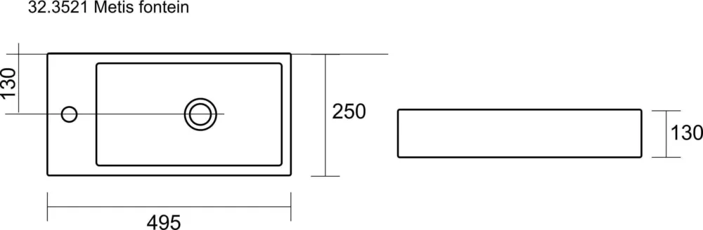 Mueller Favo rechthoekig fontein 50x25x13 wit L/R Korting