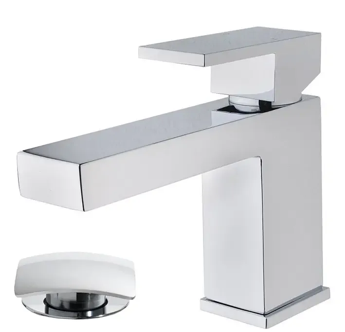 Express Levering Mueller Cube wastafelmengkraan + klikwaste PVD-coating chroom