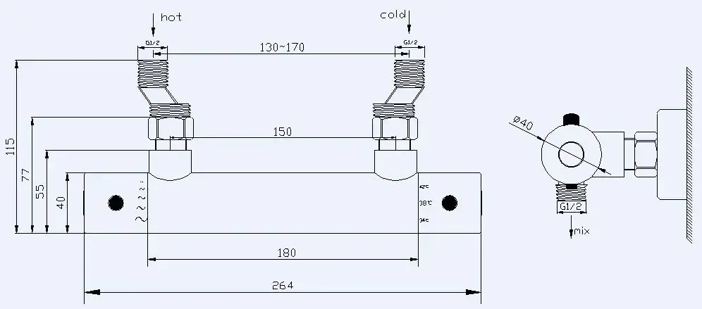 Beperkte Voorraad Mueller Round thermostatische douchekraan 15cm RVS Look