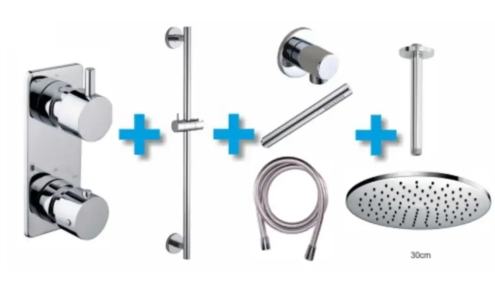 Mueller Slade Inbouw regendouche met glijstang, plafondarm, 30cm kop Must-Have