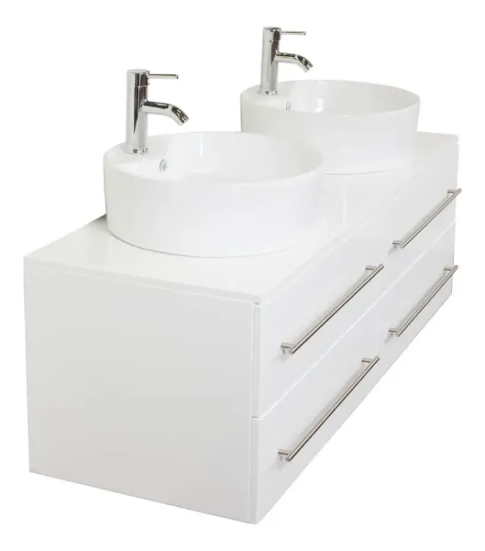 Saniclear Stephano dubbel Badkamermeubel 144 hoogglans wit Dagaanbieding