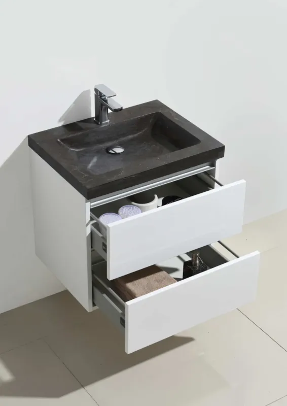 Actieprijs Lambini Designs Trend Stone badkamermeubel hoogglans wit 60cm
