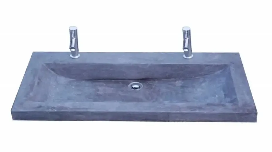 Lambini Designs Novara compacte wastafel natuursteen 100cm met 2 kraangaten Seizoensaanbieding