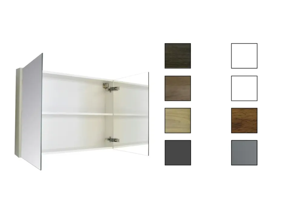 Spiegelkast Qlassics 120 cm. 2 dubbelzijdige spiegeldeuren antraciet Weekendaanbieding