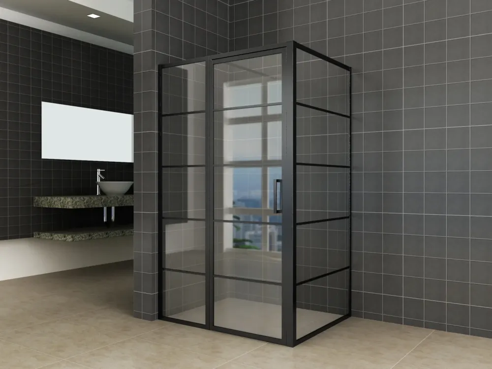 Mueller Skyline douchecabine 120x120 met nisdeur mat zwart 5-vlaks anti-kalk Nieuw