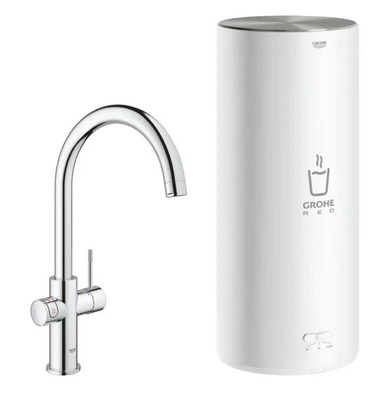 Grohe Red New Duo kokend water kraan met C uitloop en L formaat boiler chroom Aanbieding