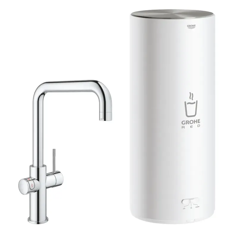 Goedkoop Grohe Red New Duo kokend water kraan met U uitloop en L formaat boiler chroom