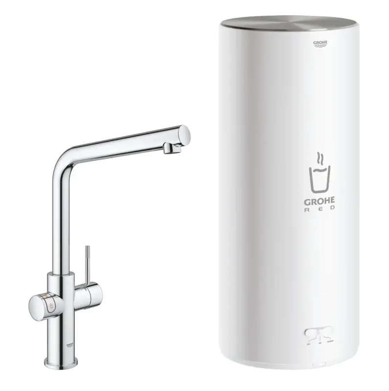 Lage Prijs Grohe Red New Duo kokend water kraan met L uitloop en L formaat boiler chroom