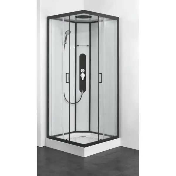 Premium Saniclear Elite complete douchecabine vierkant 90x90cm mat zwarte profielen