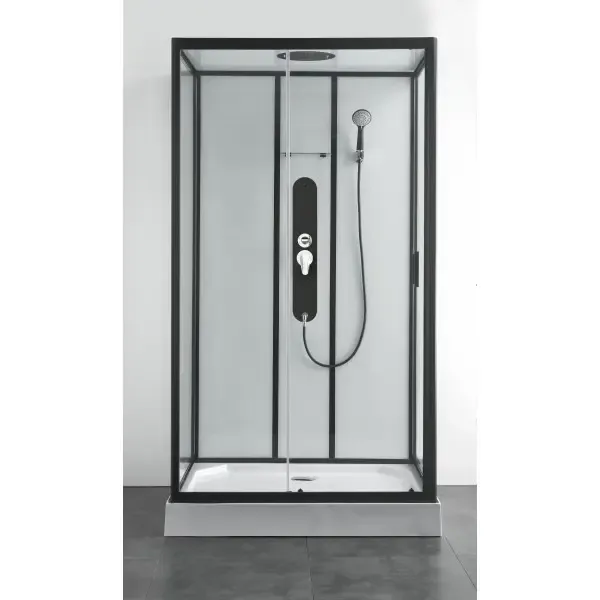 Seizoensaanbieding Saniclear Elite complete douchecabine 120x80cm mat zwarte profielen
