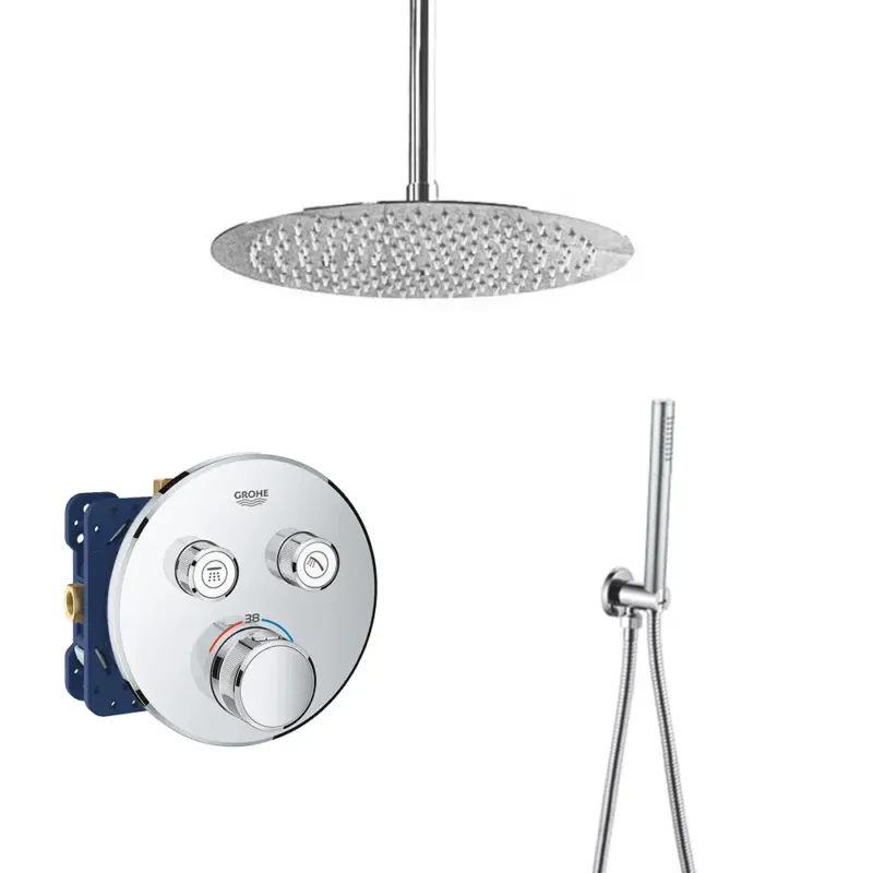 Grohe Grohtherm Smartcontrol chroom inbouw doucheset met 30cm regendouche en plafondarm Gecertificeerd