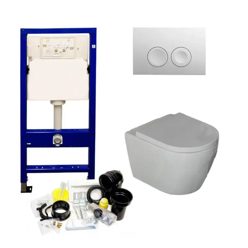 Geberit UP100 toiletset met Saniclear Jama Compact randloos wandcloset incl sofclose zitting, 48cm diep Aanbieding