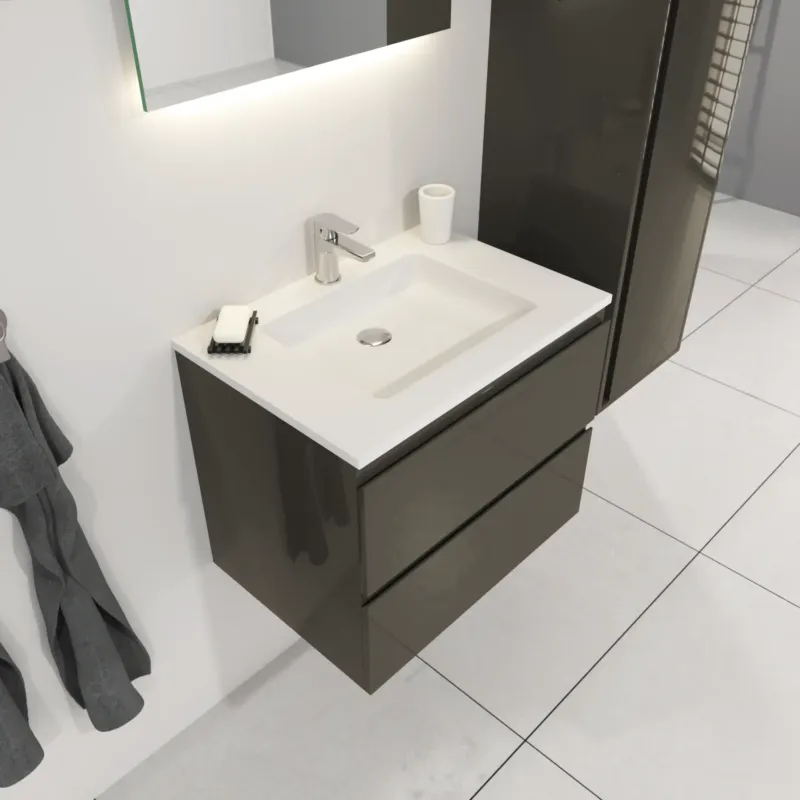 Actieprijs SaniGoods Sally badkamermeubel 60cm 1 kraangat grijs glans