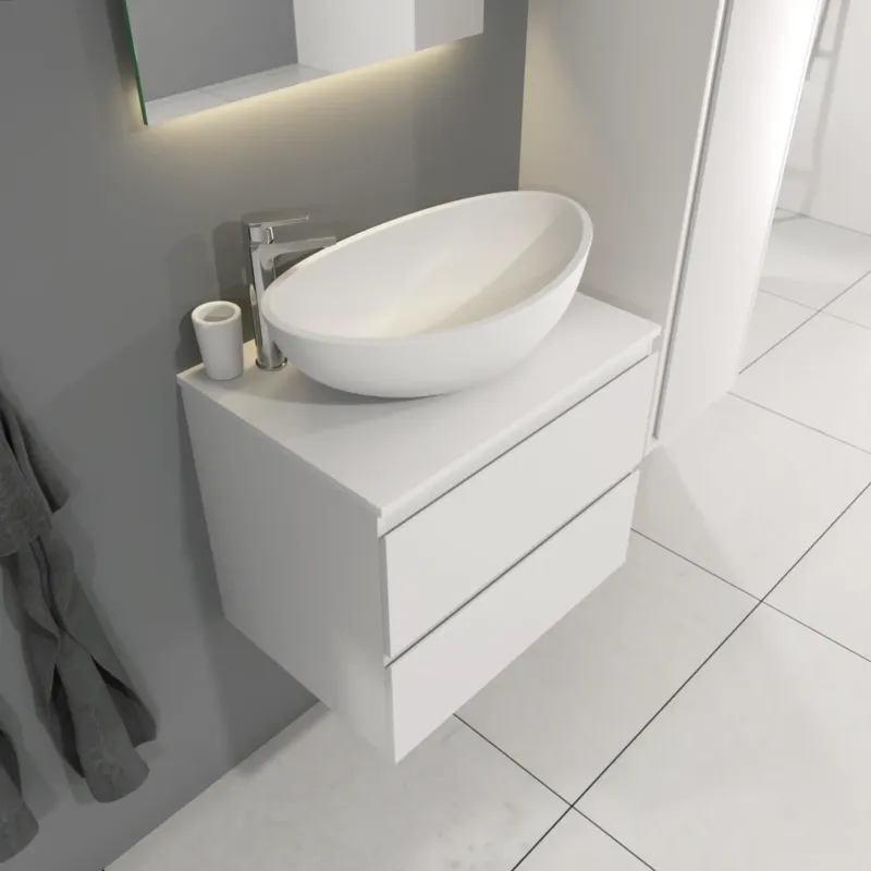 Dagaanbieding SaniGoods Sally badkamermeubel 60cm wit mat met Solid Surface waskom ovaal
