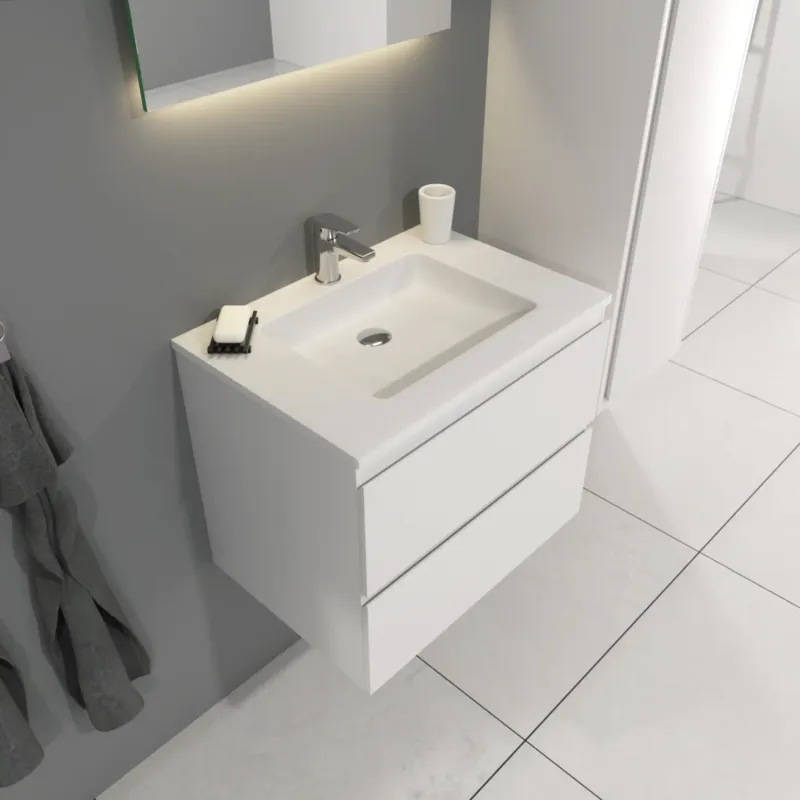 Beperkt Aanbod SaniGoods Sally badkamermeubel 60cm wit mat met Solid Surface wastafel rechthoek