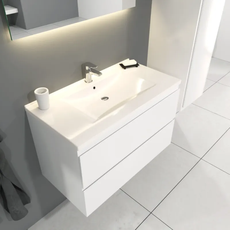 Op = Op SaniGoods Sally badkamermeubel 80cm wit glans met keramische wastafel
