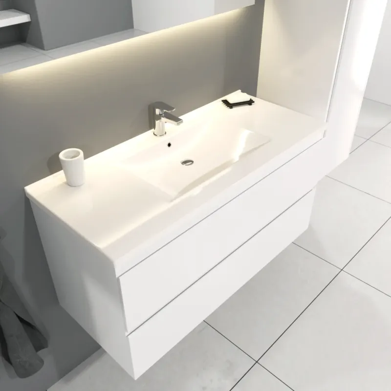 Betaalbaar SaniGoods Sally badkamermeubel 100cm wit glans met keramische wastafel