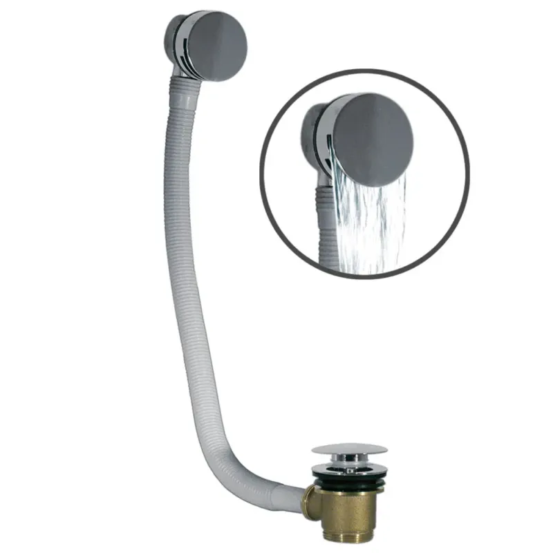 Tres Cascade badafvoer met vulfunctie en overloop chroom Veilige Betaling
