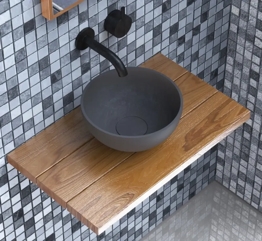 Veilige Betaling SSI Design Solid Surface Micro Waskom 23cm Donker Grijs