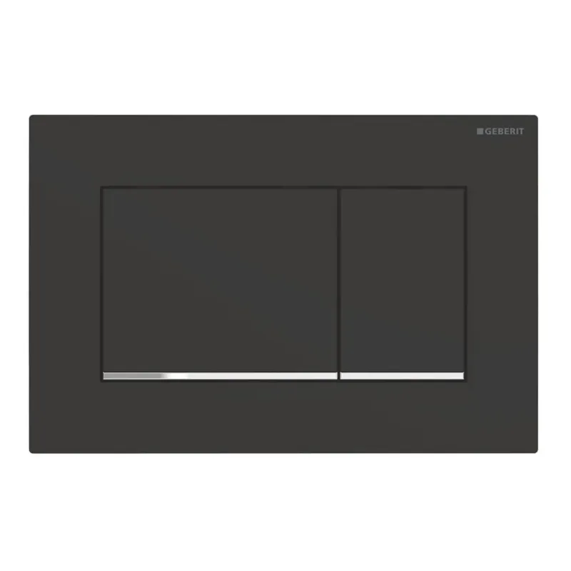 Geberit Sigma 20 Square drukplaat mat zwart met chromen knoprand Uitverkoop