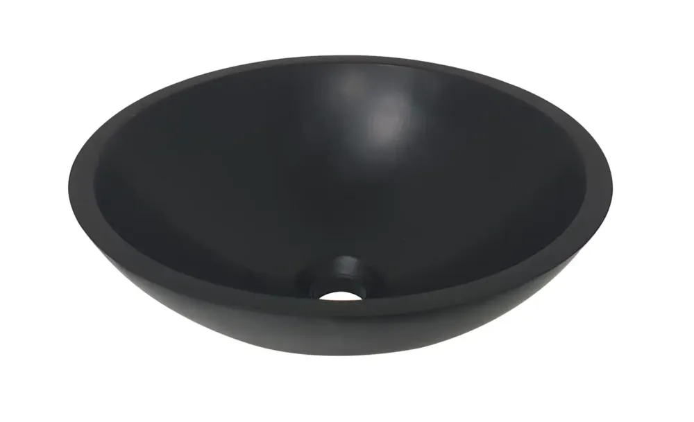 Mueller Mira wastafel solid surface rond 43x13cm mat zwart Weekendaanbieding