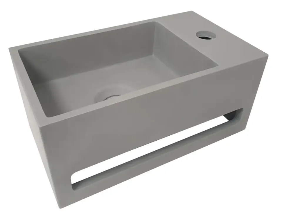 Mueller Solid Surface mat grijze fontein met handdoekhouder rechts Korting