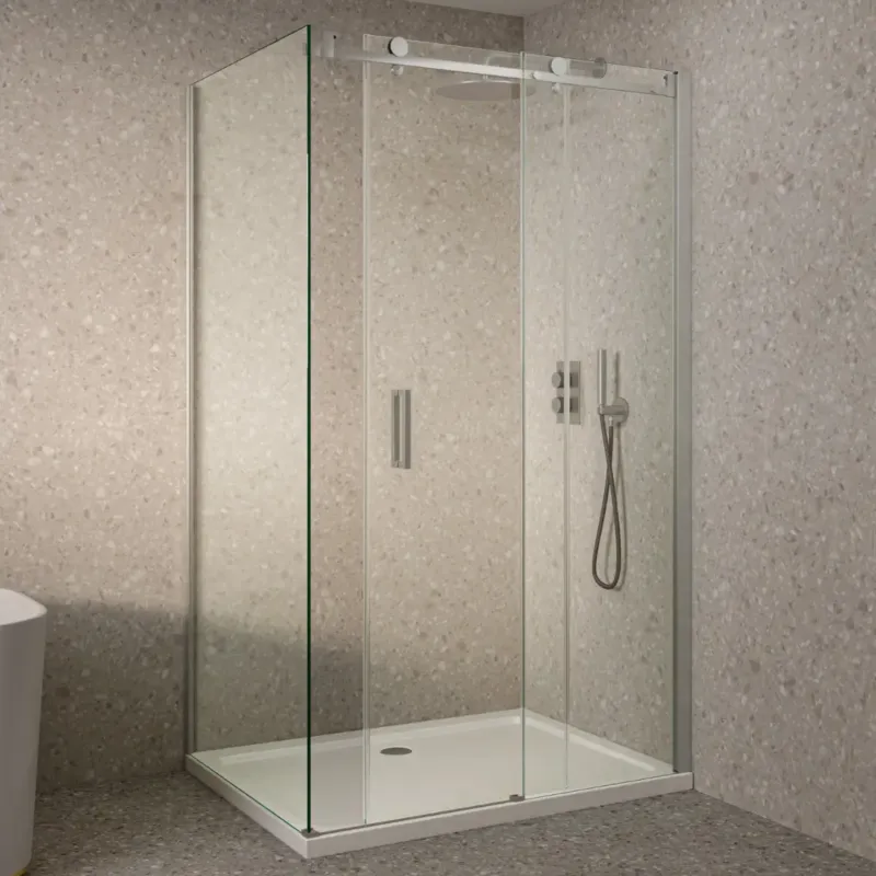 Uitverkoop Saniclear Supreme douchecabine 100x100cm dubbelzijdig anti-kalk RVS