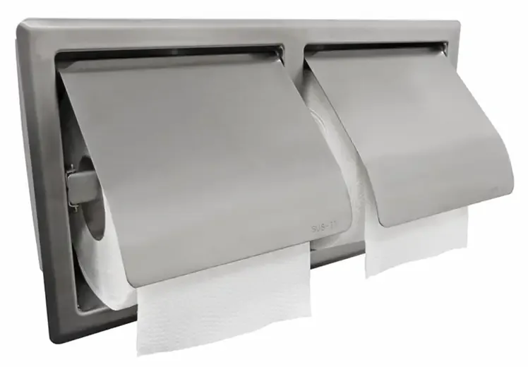 Mueller dubbele inbouw toiletrolhouder met klep 304-RVS Lage Prijs