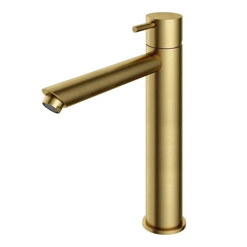 Speciale Aanbieding Hotbath Cobber verhoogde wastafelkraan met rechte uitloop messing geborsteld PVD