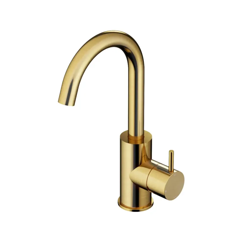 Hotbath Cobber wastafelkraan met draaibare uitloop geborsteld messing PVD Must-Have