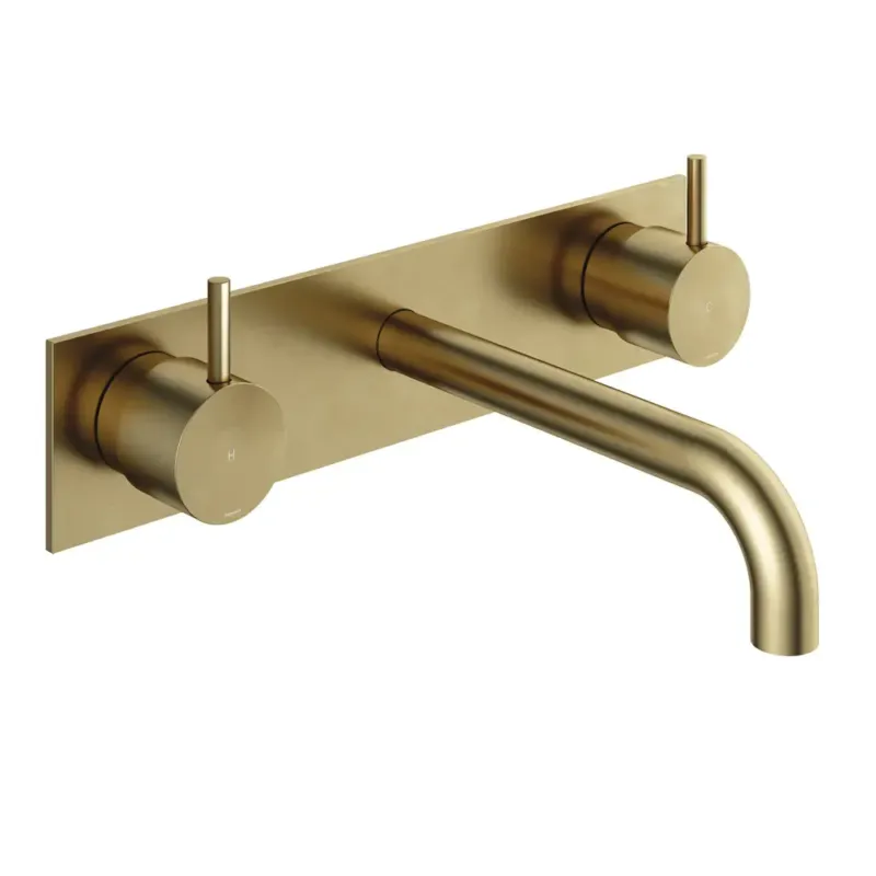 Populair Hotbath Cobber inbouw wastafelkraan 18cm met plaat geborsteld messing