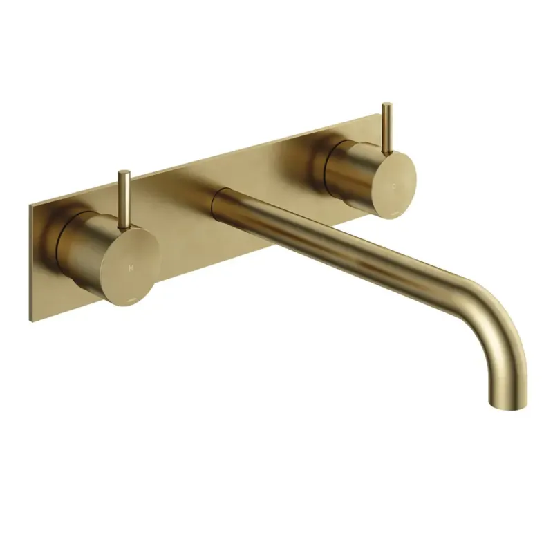 Hotbath Cobber inbouw wastafelkraan 25cm met plaat geborsteld messing Beste Prijs