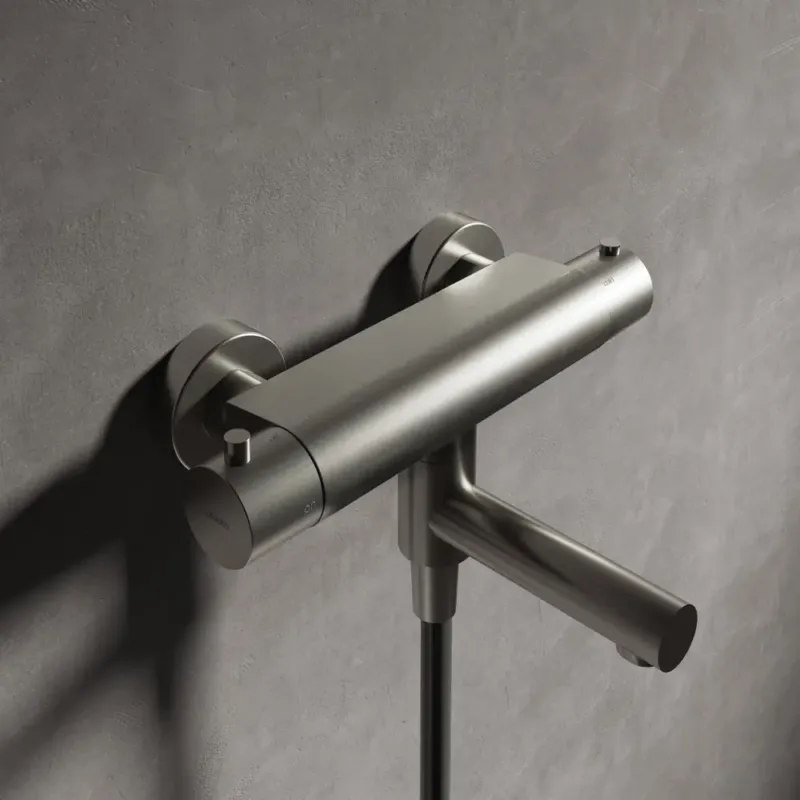 Op = Op Hotbath Cobber Thermostatische Badkraan met uitloop Geborsteld Nikkel B020